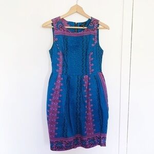 Suno blue and purple exposed zipper tulip dress xs‎